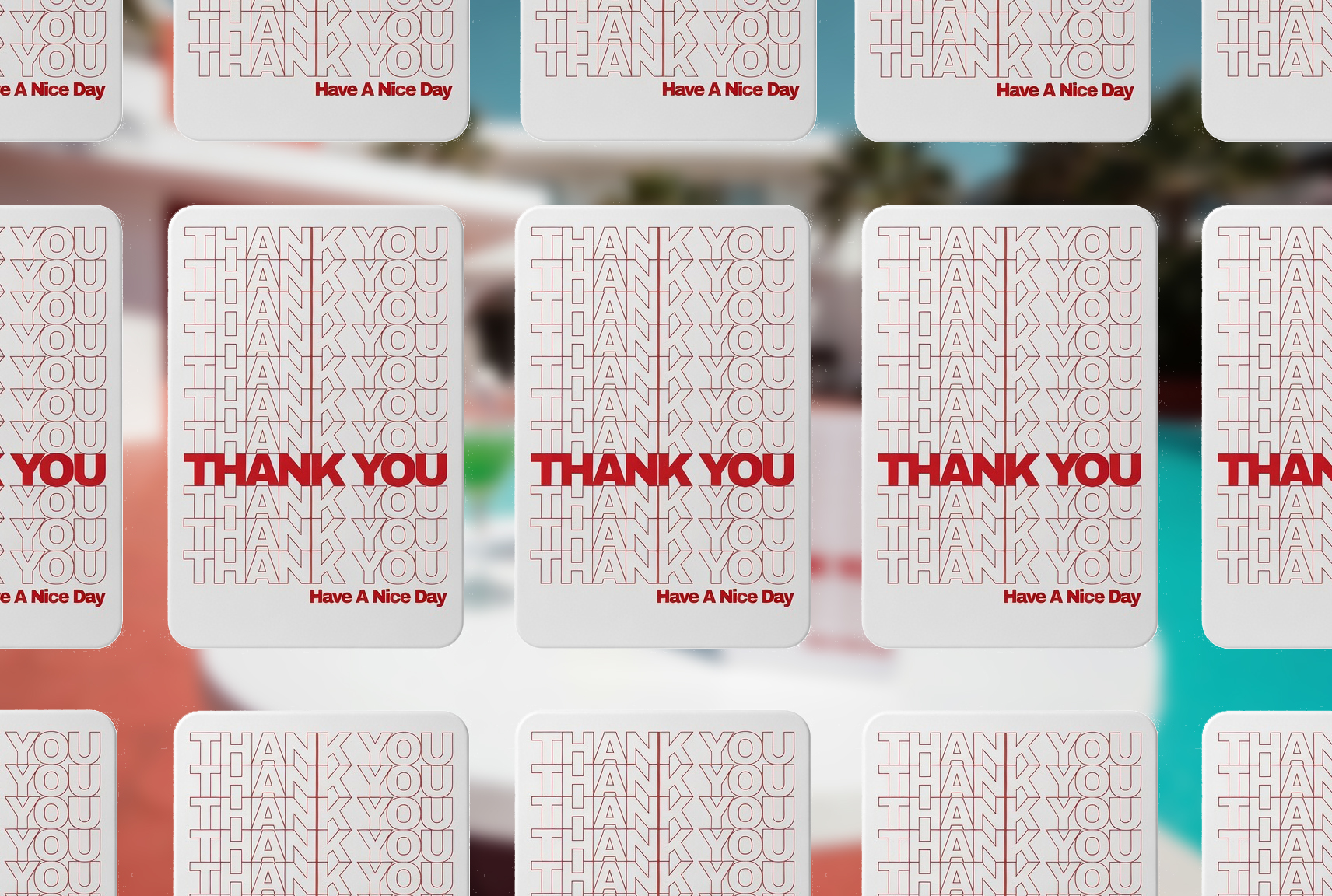 A tiled grid of Thank You IRLs cards